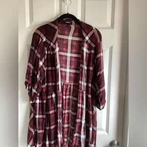 Torrid 3 open front plaid duster